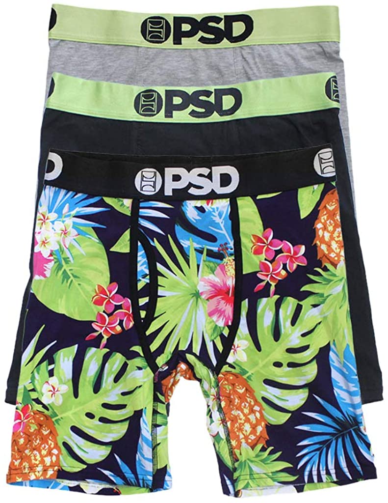 PSD Men's Cotton 3-Pack Mid Length Boxer Briefs, Palestine