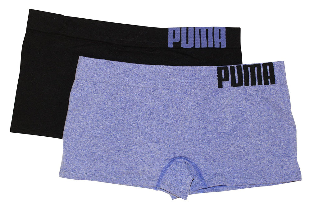 Puma Women's 2-Pack Seamless Wide Waistband Super Soft Sport Stretch  Boyshort Panty