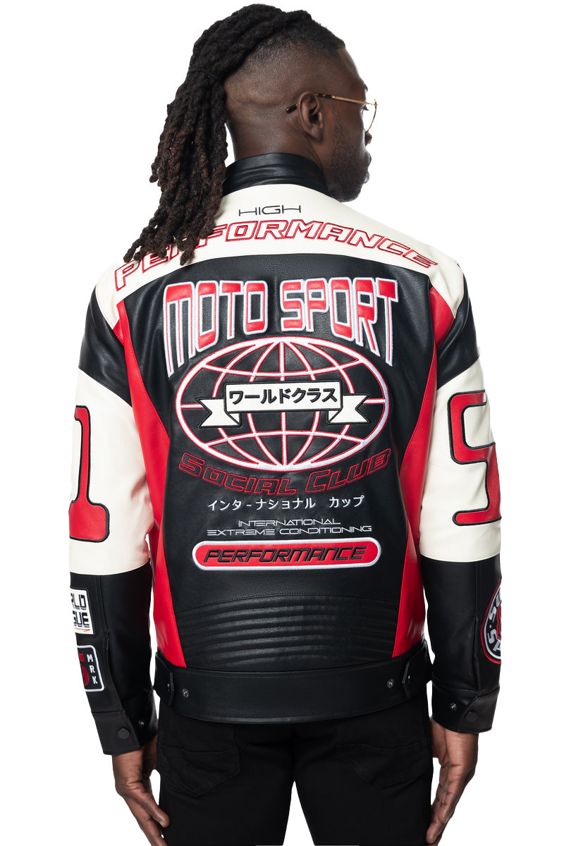 Smoke Rise Men's PU Leather Racing Jacket – I-Max Fashions