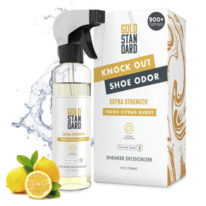 Gold Standard Natural Shoe Deodorizer Spray - 6 Oz. Shoe Odor Eliminator Spray - Shoes Smell Remover Provides Extra Strength & Long Lasting Fresh Citrus Burst - Shoe Odor Remover Spray