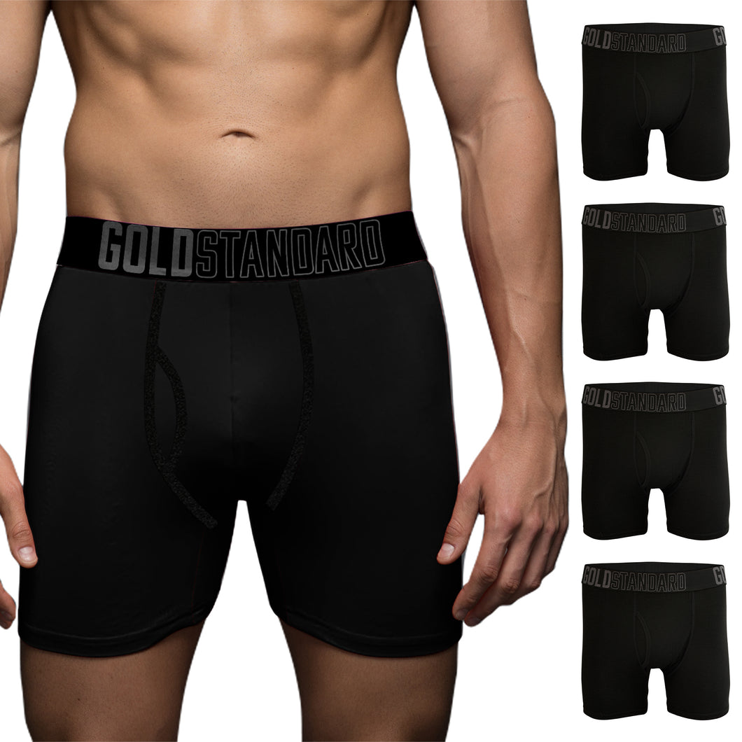 Gold Standard Mens 4-Pack Performance Boxer Briefs Athletic Underwear
