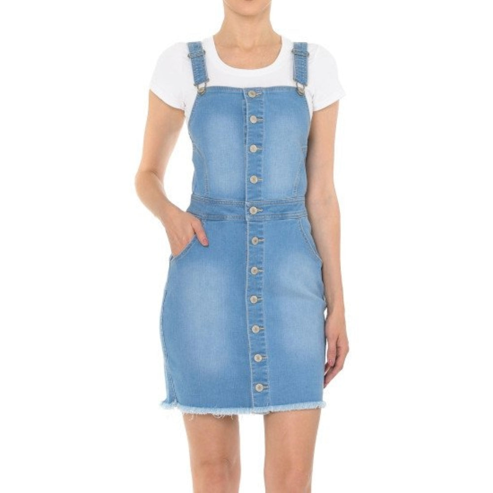 Wax Jeans Women's Exposed Button-Front Denim Dress Light Wash / Large