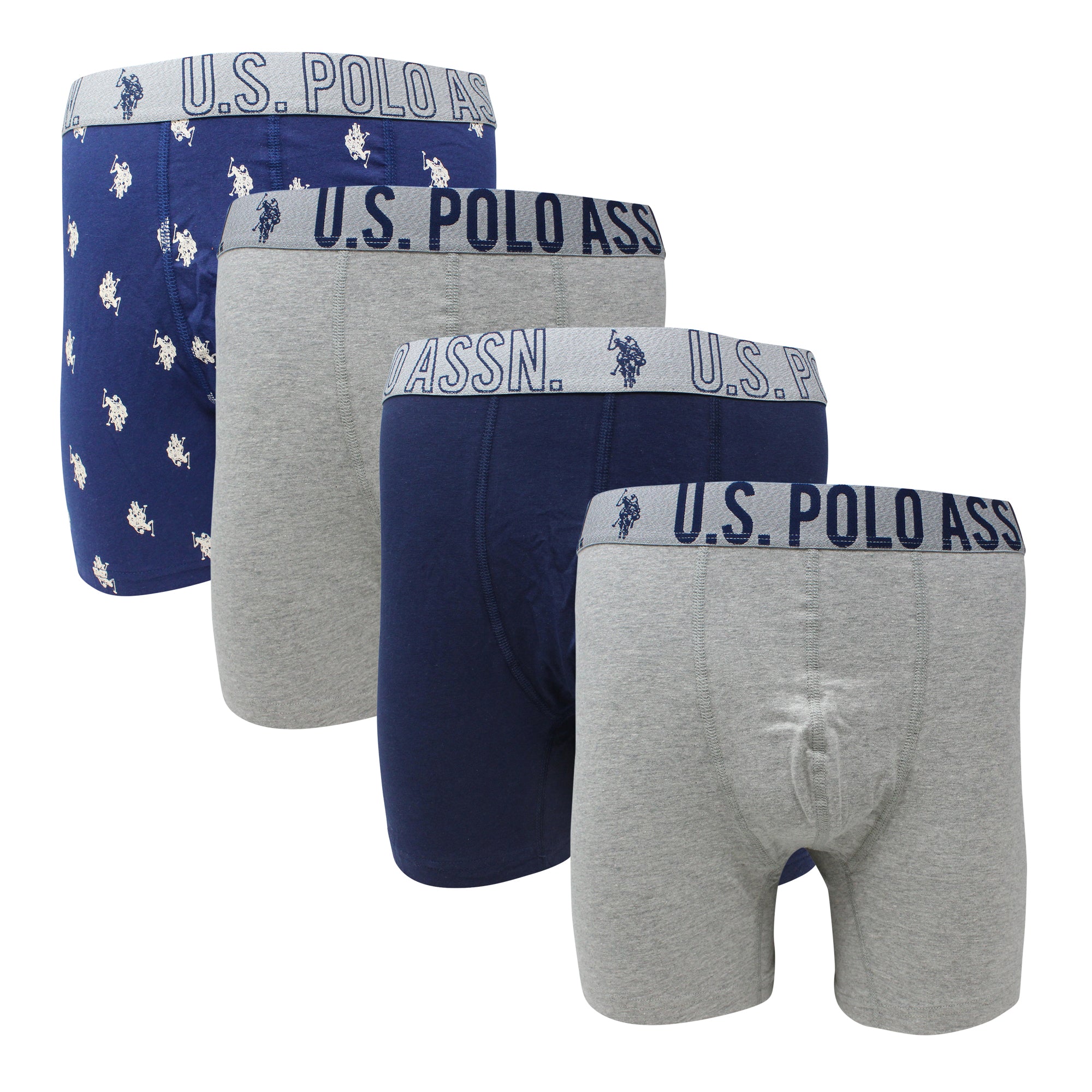 U.S. Polo Assn. Men's 3-Pack Cotton Boxer Briefs, Heather Grey/Black, Small  at  Men's Clothing store