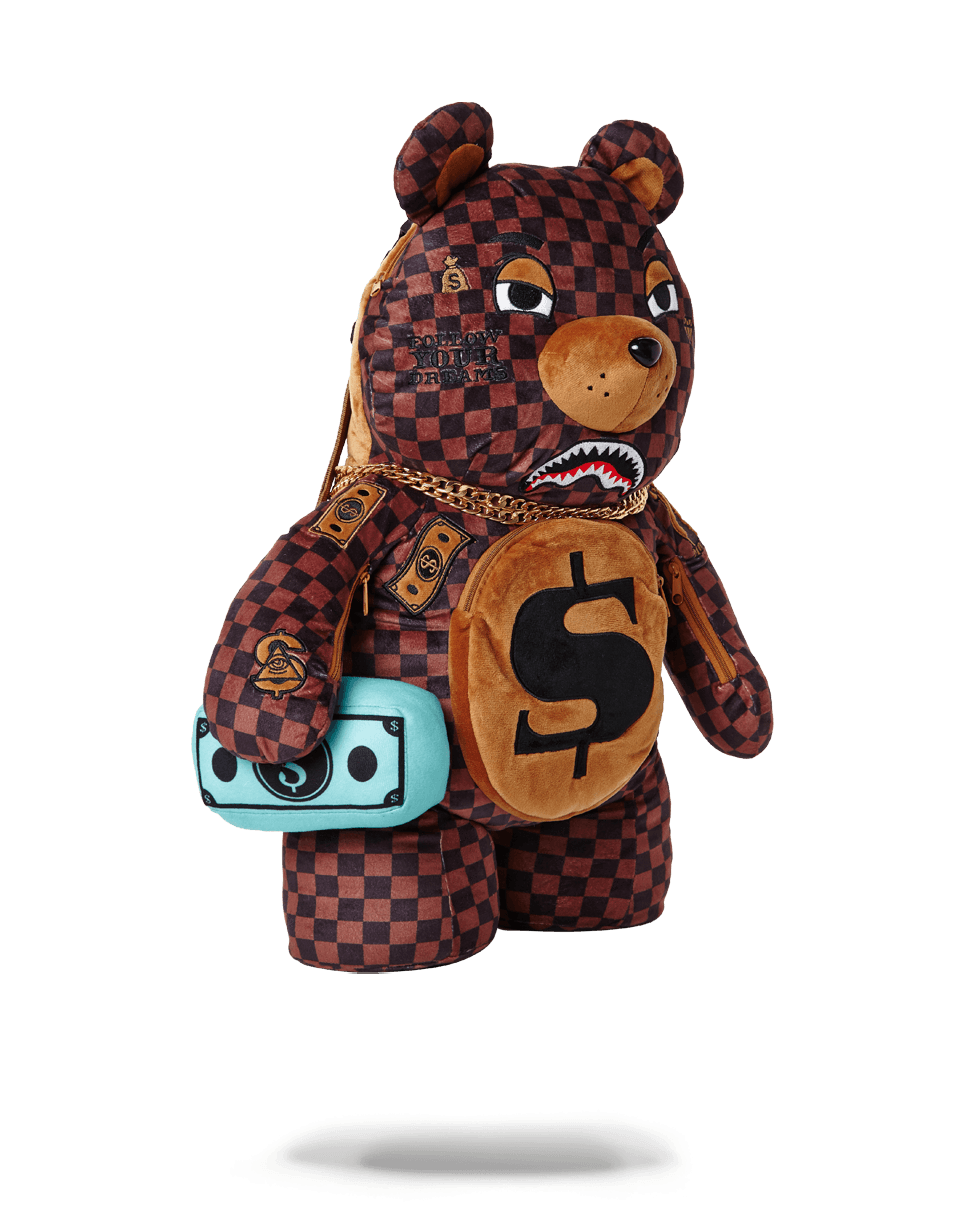 Sprayground Checkered Money Bear Rucksack in Brown for Men