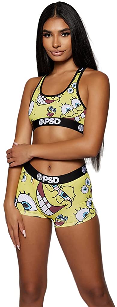 PSD Underwear Women's Spongebob Athletic Fit Sports Bra with Wide elastic  band