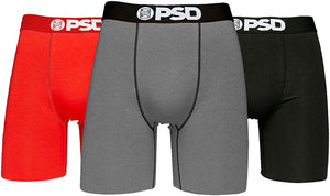 PSD Men's 3-Pack 7 Cotton Boxer Briefs - Red/Grey/Black – I-Max Fashions