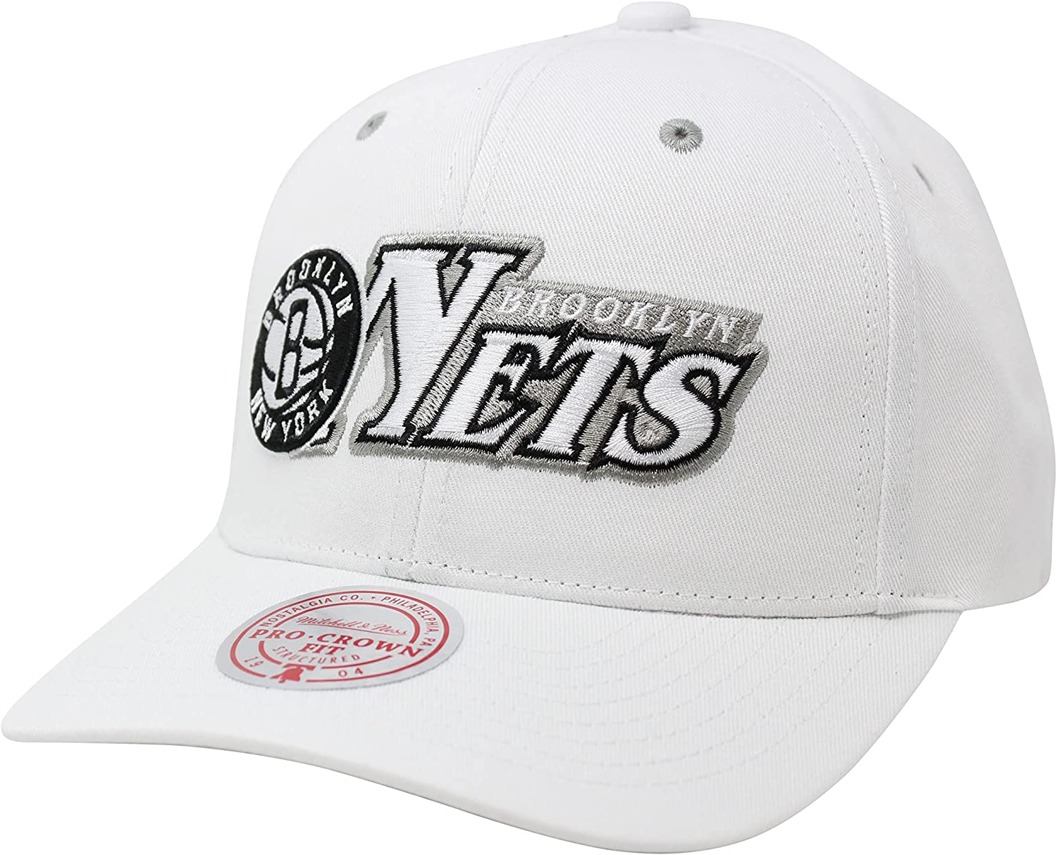 Mens Brooklyn Nets Mitchell and Ness Snapback Hat Gray on Black