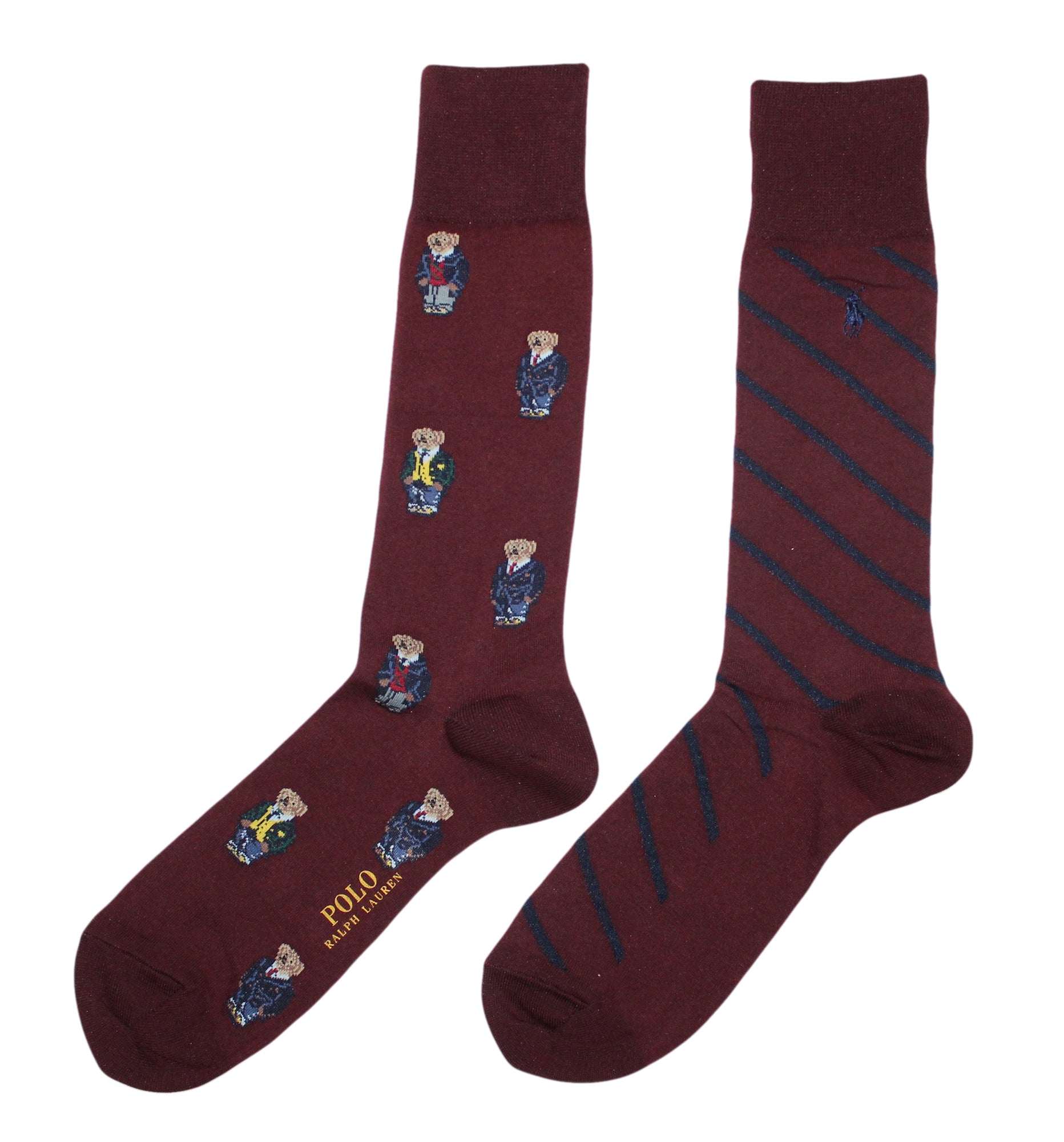 Polo Ralph Lauren Men's 2-Pack Assorted Polo Bear Solid Dress Sock, Burgundy/Stripes (Preppy Bear) I-Max Fashions Polo Ralph Lauren Men's 2-Pack Assorted Polo Bear Solid Dress Sock, Burgundy/Stripes (Preppy Bear) I-Max Fashions