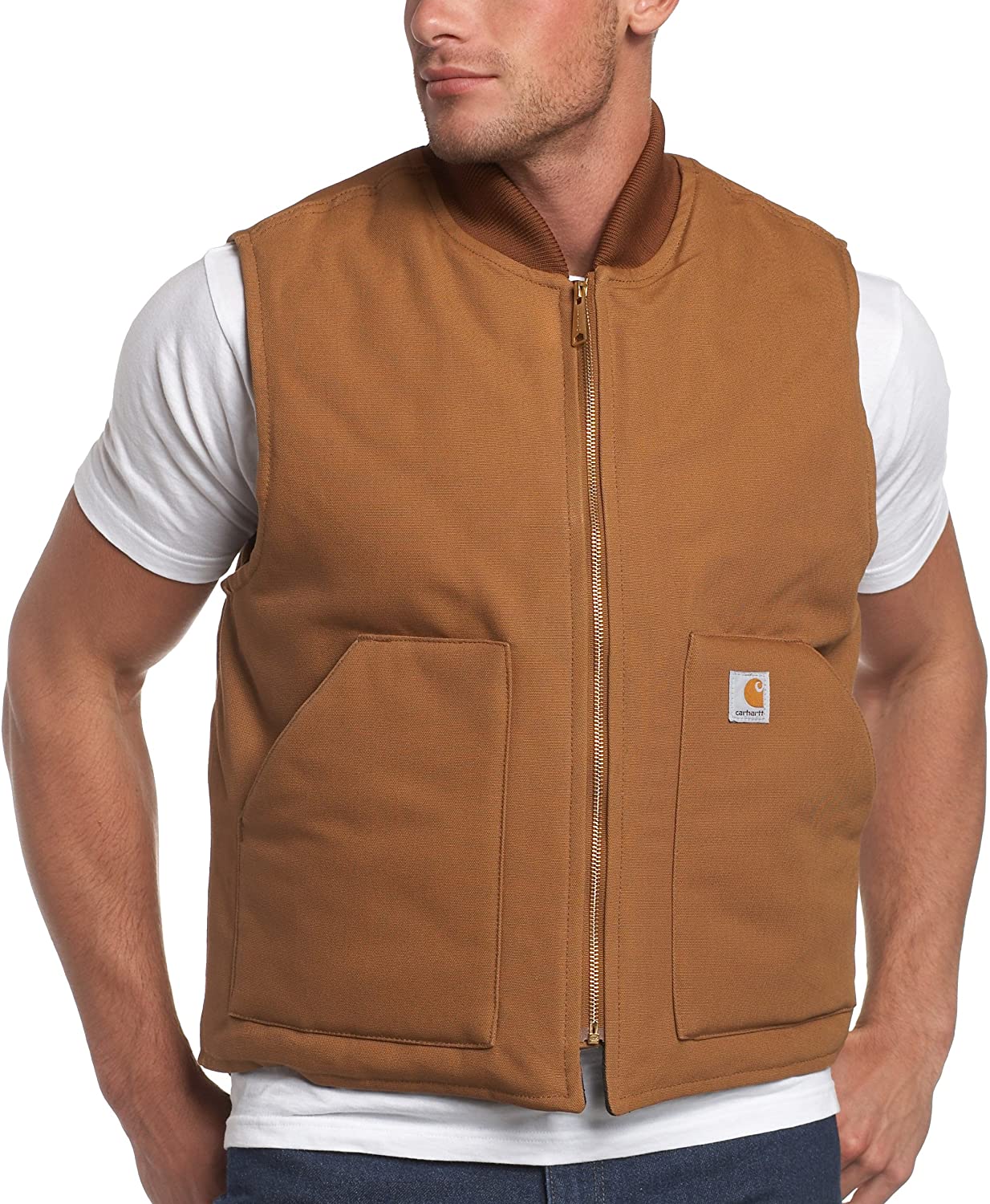 Carhartt Men's Relaxed Fit Firm Duck Insulated Rib Collar Vest