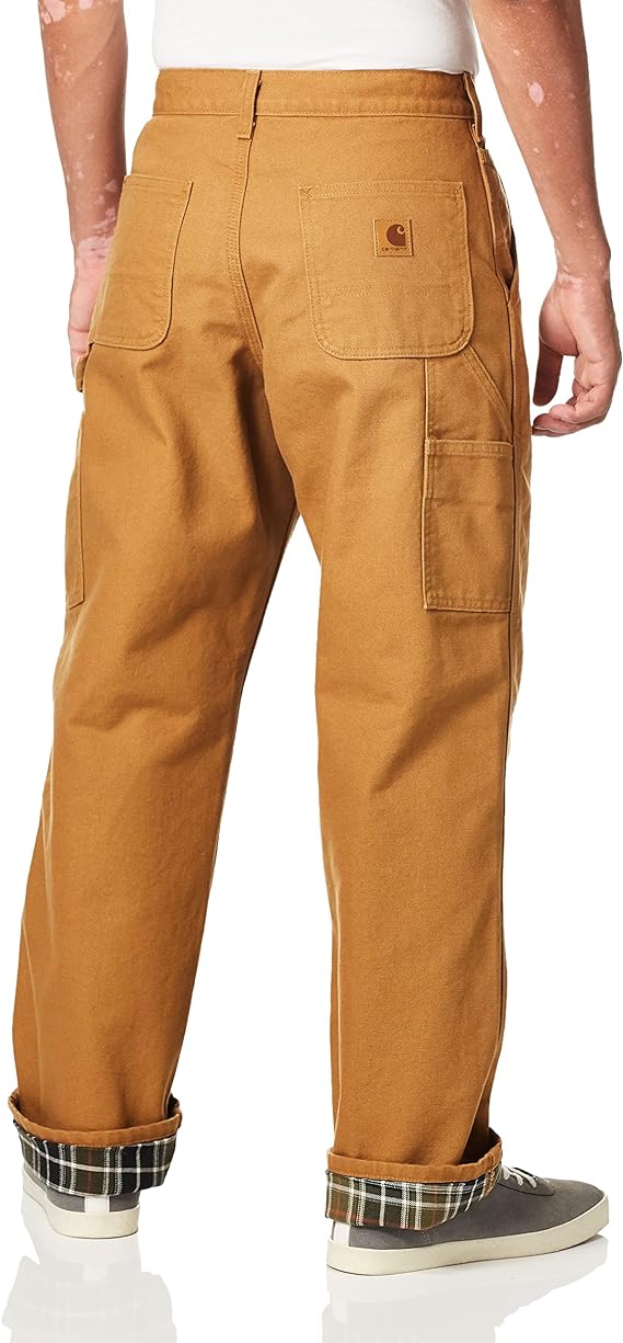 Loose Fit Washed Duck Flannel-Lined Utility Work Pant