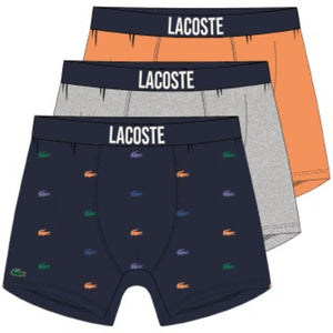 Lacoste Underwear Men's 3-Pack Multi Crocodile Waist Long Stretch Cotton  Boxer Brief