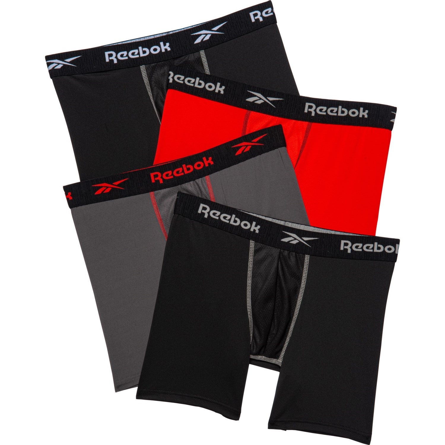Men Reebok Performance Stretch Boxer Briefs 3 Pack Maroon Black Underwear