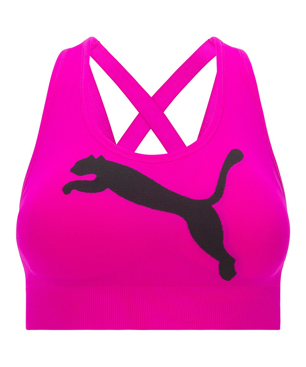 PUMA Women's Mirrored Seamless Sports Bra, Knockout Pink, Medium